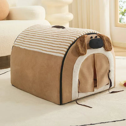 the BROWN DOGGY - Fully Removable Washable Cat/Dog Nest, Mat Winter House Pet Bed Cave, Small Animals Warm Sleep Mat, Semi-Enclosed Security Carton