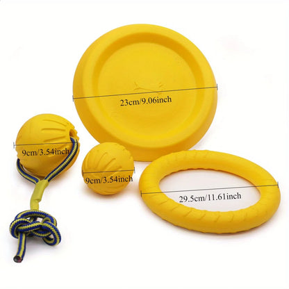 3/4pcs Interactive Dog Toy Set Flying Disc Rope Ball Bite Resistant EVA Material for Aggressive Chewers Large Breed Dog Training
