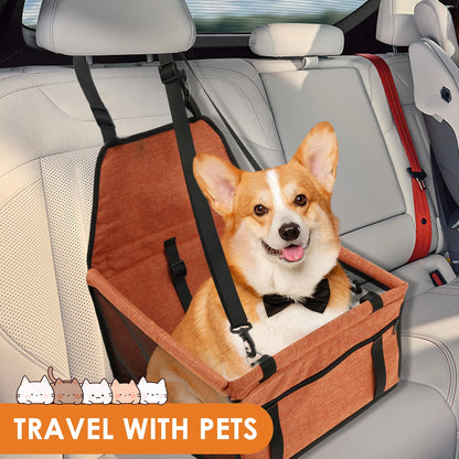 Dog Car Seat Puppy Booster Seat With Safety Lock Scratch Proof Adjustable Strap Travel Car Box for Small to Medium Dog