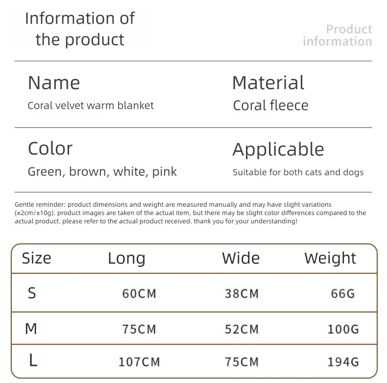 Plush & Warm Pet Bed Mat, Super Soft Dog Cat Sleeping Pad for Indoor Use, Cozy Thick Fleece Blanket for Cold Weather