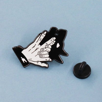 Divine Dogs of Fushiguro Megumi Hand shadow Lapel Pins wolf head Hard Metal Alloy Jacket Decoration Ornaments Jewelry