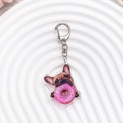 French Bulldog Acrylic Keychain - Cute Puppy Charm, Pet Lover Gift, Kawaii Dog Keyring for Backpack Car/Bag/Pendant Accessories
