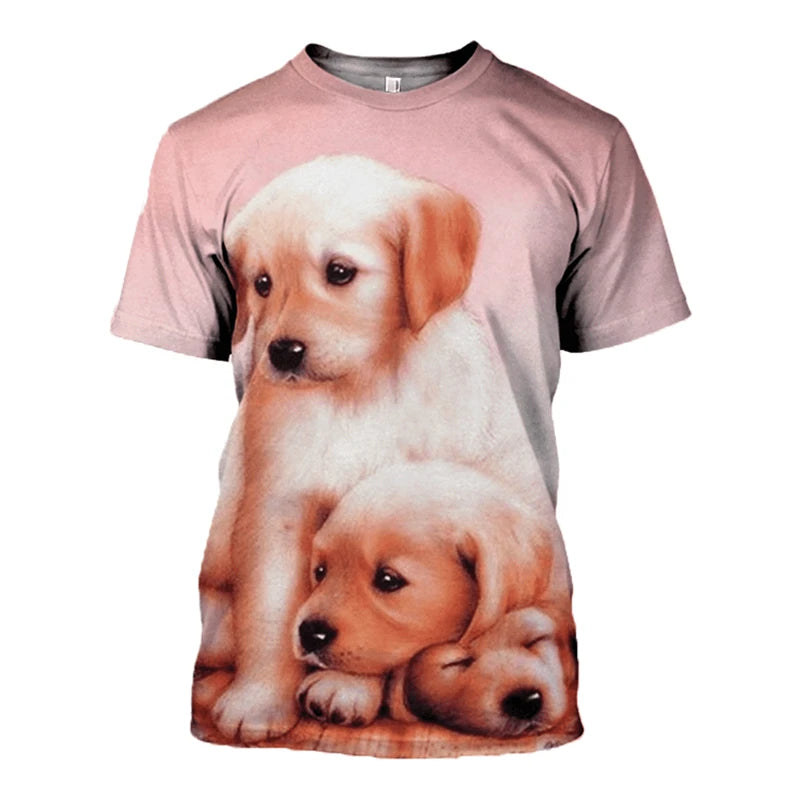 the AMERICAN DOG - Fashion 3D Dog Pet Print Men's T Shirt Casual O-neck Loose Short Sleeve Tops Fashion Trend Summer Oversized T-shirt Men Clothing