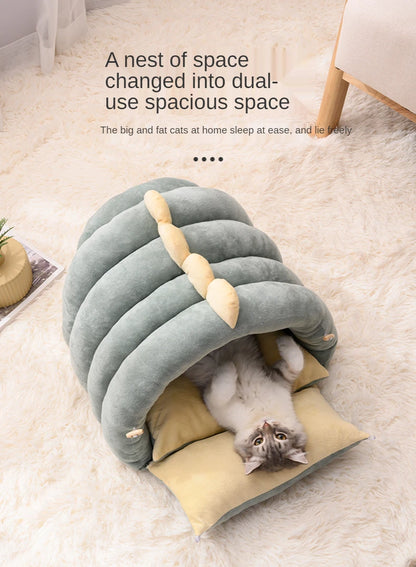 2 In1 Dinosaur Pet Dog House Foldable Cat for Small Dogs Bed Winter Warm Puppy Pads Sofa Removable Sleeping Kennel Nest Products