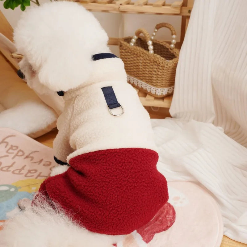 Pet Dog Four Legged Pants Dog Color Contrasting Jumpsuit Autumn and Winter Thick Lamb Fleece Four Leg Puppy Coat Bear Small Dog