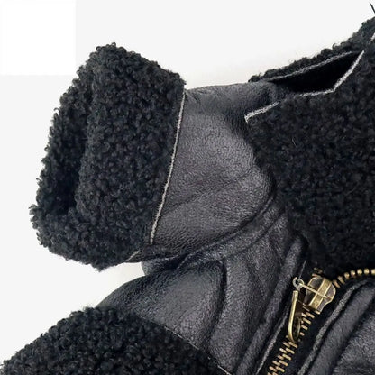 Pet Accessories Thickened Dog Leather Jacket Coat Warm Windproof Dog Motorcycle Jacket Velvet Winter Pet Clothes Photograph