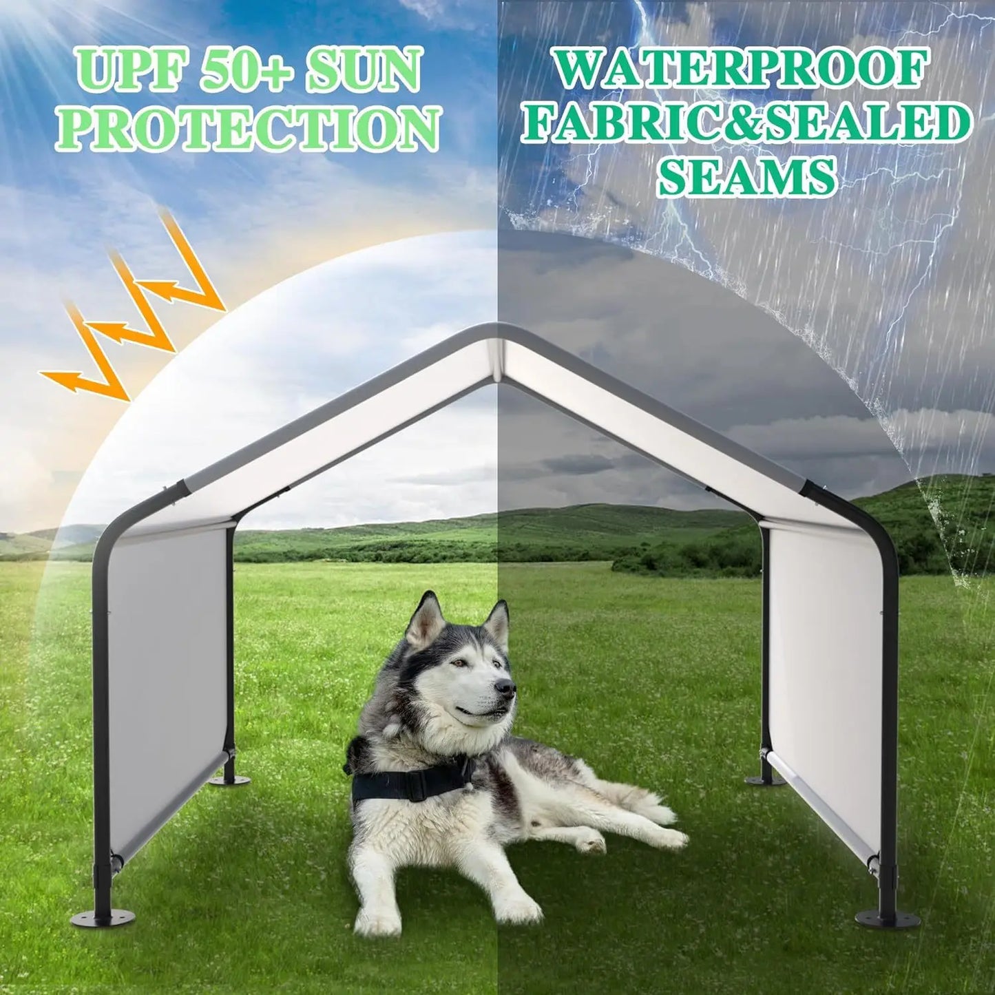 the DOGGY SUNSHADE - New Outdoor Kennel, Strengthened and Thickened Outdoor Pet Shading, Rain Shelter, Dog Tent, Sun Protection, Waterproof and Wind