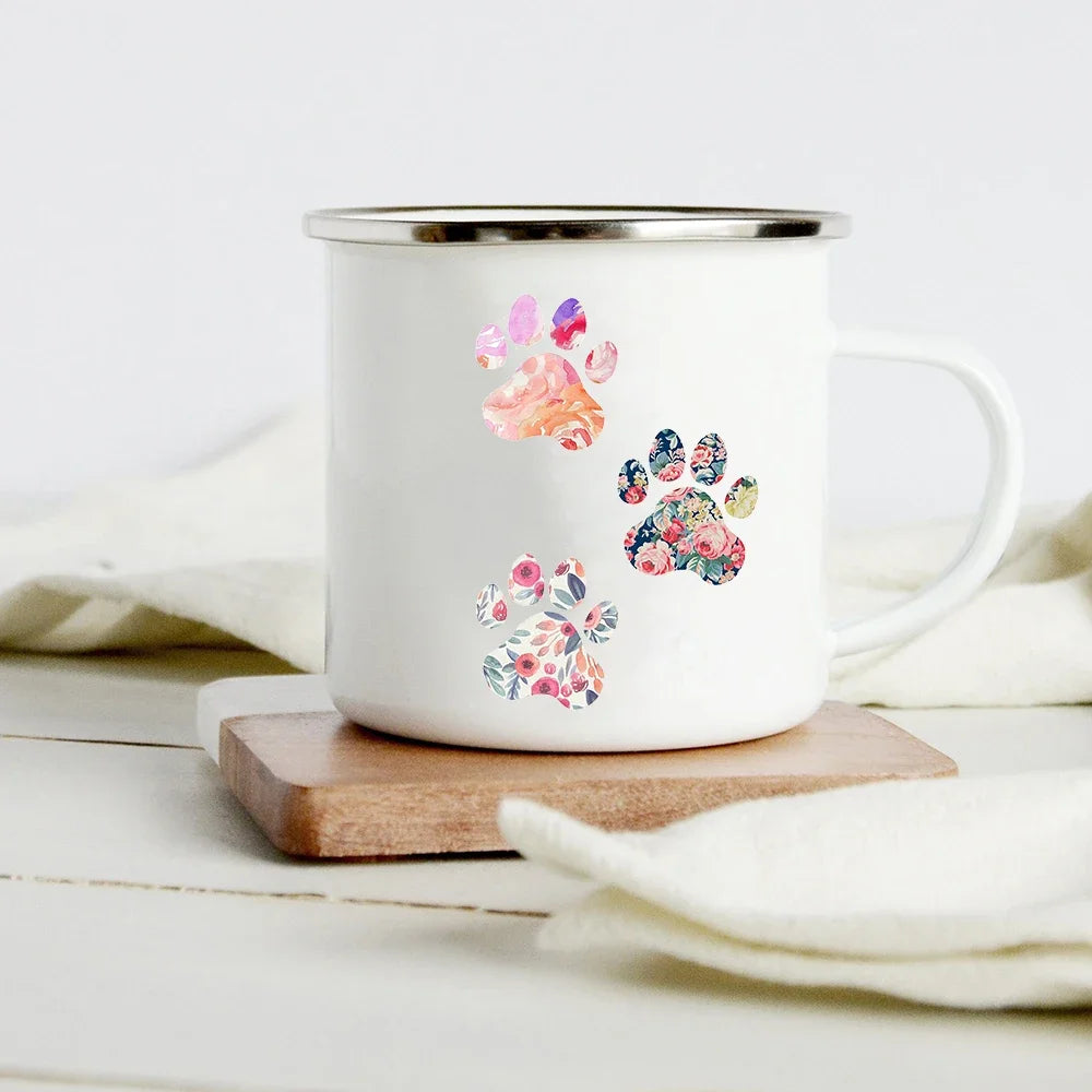 Peace Love Dogs Print Creative Enamel Coffee Mugs Cartoon Dachshunds Dog Paw Party Beer Juice Milk Cups Friend Birthday Gifts