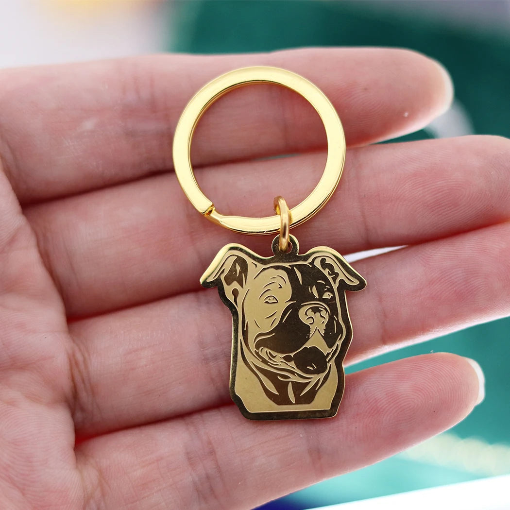 Stainless Steel Charms French Bulldog Dog Men's Trendy Punk Keychain for Women Men Jewelry Kids Gifts Key Bag Deco Accessories