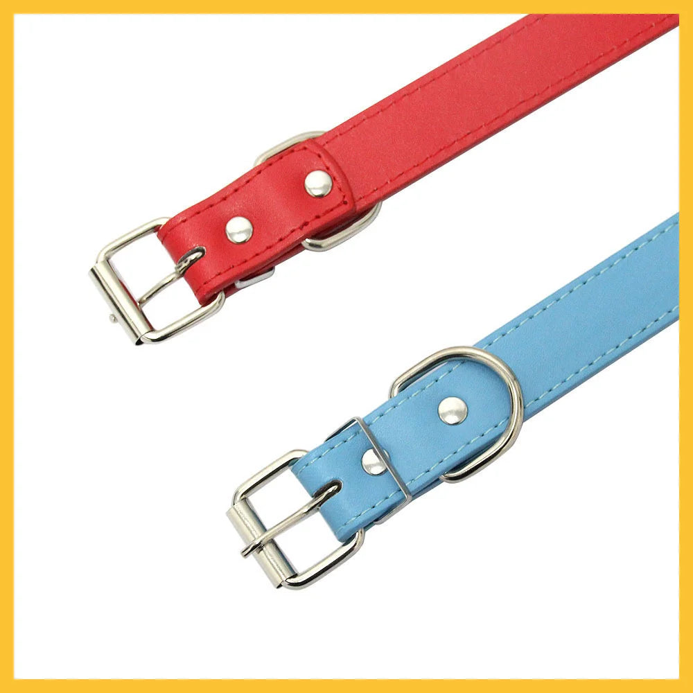 the SIMPY PAWS ADJUSTABLE LEATHER COLLAR - Solid Color Leather Dog Collar, Adjustable Cat Necklace, Puppy Neck Strap Suitable for Medium and Small Dogs, Pet Supplies XS-XL