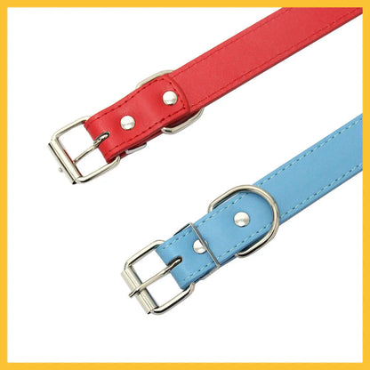 the SIMPY PAWS ADJUSTABLE LEATHER COLLAR - Solid Color Leather Dog Collar, Adjustable Cat Necklace, Puppy Neck Strap Suitable for Medium and Small Dogs, Pet Supplies XS-XL