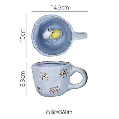360ml Cups Ceramic Funny Cartoon Animal Tea Milk Cups Cute Handmade 3D Snail Daisy Dog Cat Coffee Mugs Creative Unique Gifts