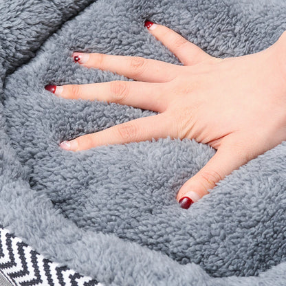 Winter Round Warm Dog Sofa Bed Pets Supplies Canvas Stripe Mat Plush Cats Nest Mat Dog Basket Pet Soft Cushion Machine Washable