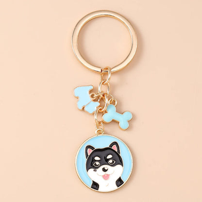 Cute Enamel Puppy Dog Keychain Cartoon Animal Key Ring Pendants for Women Girls Handbag Accessories DIY Jewelry Gifts