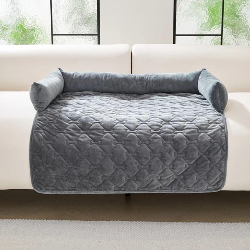 Velvet Pet Sofa Mat Warm Pet Blanket for Medium Large Dog Couch Bed Cushion with Pillow Cats Pad House Pet Supplies Accessories