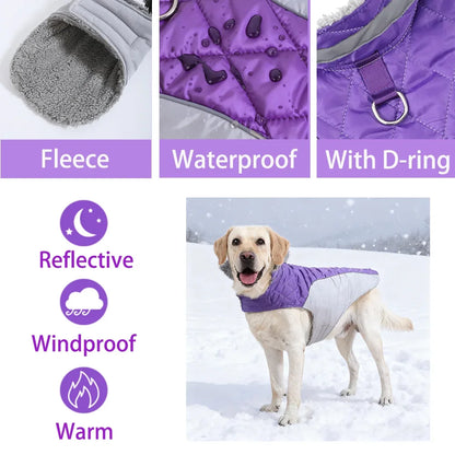 Reflective Pet Clothes For Small Large Dogs Warm Thicken Fleece Dog Vest Coat For Winter Plaid Puppy Parka With D-ring Labrador