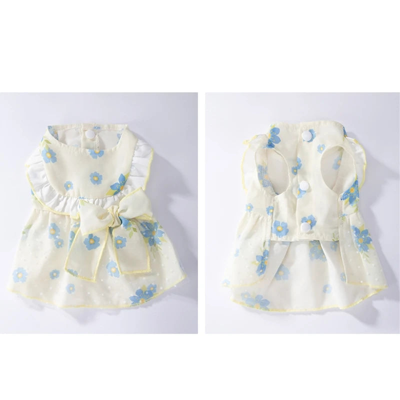 Dog Princess Dress Cute Pet Dog Mesh Dress Kitten Puppy Pet Skirt Dog Summer Dress Bow Lace Korean Poodle Chihuahua Dog Clothes