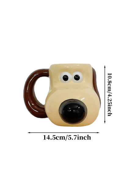 A 520ml large capacity paw dog ceramic mug cartoon creative coffee cup office drinking cup household cup suitable for children's