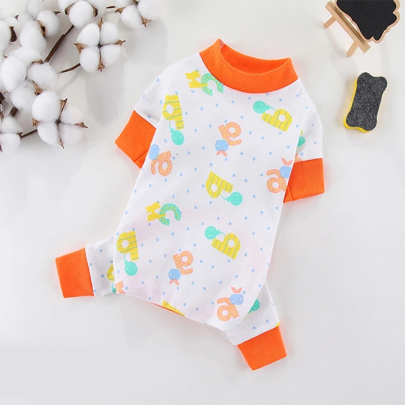 Pet Dog Clothes for Small Dogs Fashion Dog Jumpsuits Cute Print Puppy Pajamas Soft Cotton Pet Cat Jumpsuits Chihuahua Clothes