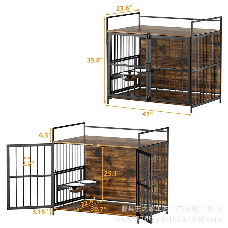 Dog Cage Small Medium Dog Indoor with Toilet Side Herding Small Pet Cage Dog Labrador Golden Retriever Cage