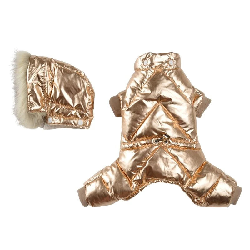 Winter Warm Dog Overalls Waterproof Removable Hooded Jacket Puppy Chihuahua Jumpsuits French Bulldog Coat Pet Clothing Costume