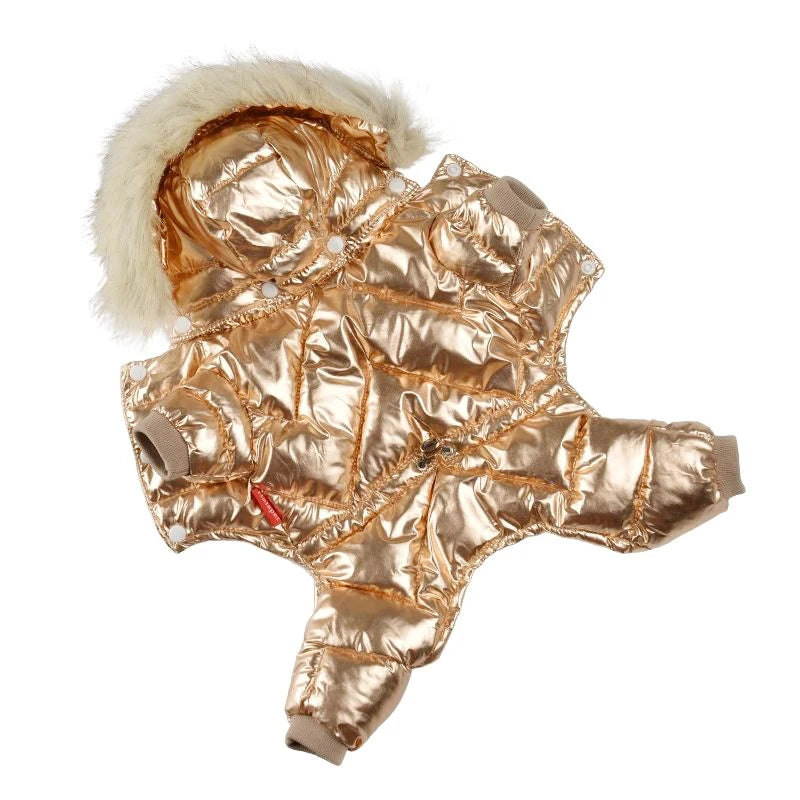 Winter Warm Dog Overalls Waterproof Removable Hooded Jacket Puppy Chihuahua Jumpsuits French Bulldog Coat Pet Clothing Costume