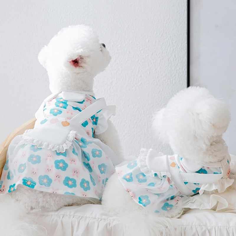 Dog Princess Dress Cute Pet Dog Mesh Dress Kitten Puppy Pet Skirt Dog Summer Dress Bow Lace Korean Poodle Chihuahua Dog Clothes