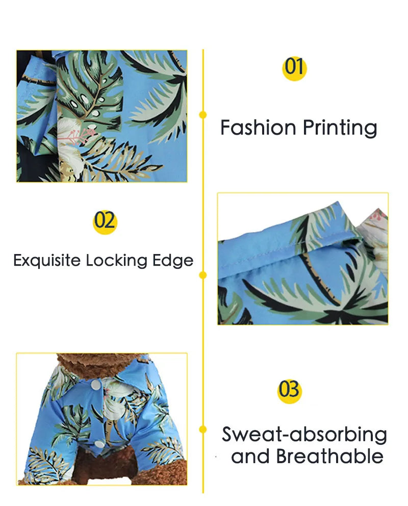 Hawaiian Style Puppy Clothes for Small Medium Dogs T-shirt Pet Clothing French Bulldog Vest Pets Outfits Chihuahua Costumes