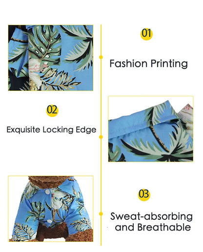 Hawaiian Style Puppy Clothes for Small Medium Dogs T-shirt Pet Clothing French Bulldog Vest Pets Outfits Chihuahua Costumes