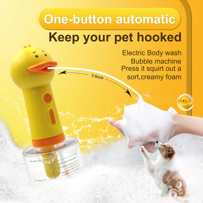 Yellow Duck Electric Foam Machine ,Handhold Automatic Soap Dispenser Foam Machine Launcher For Cat & Dog Bathing Pet Accessories