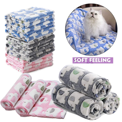 3PCS Soft Flannel Fleece Cat Dog Blanket Bed Mats Paw Foot Print Warm Pet Blanket Sleeping Beds Cover Mat For Pets Supplies