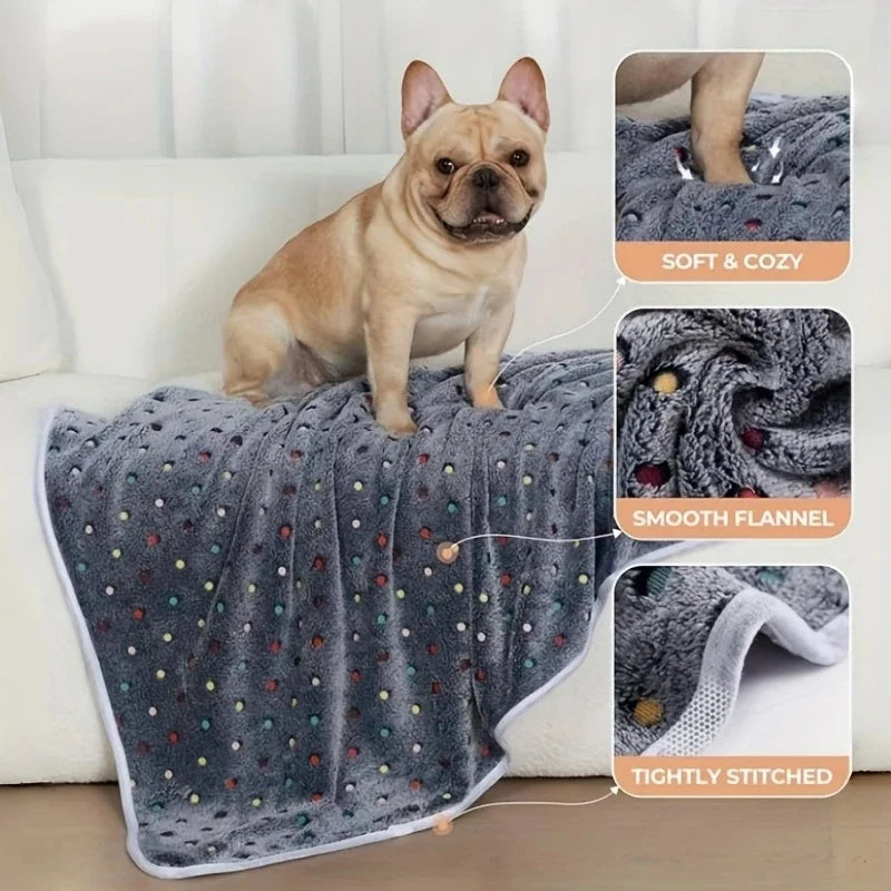 3PCS Soft Fluffy Pet Blanket Cute Dot Pattern Cozy Warm Blanket Cat Dogs Bed Small Large Dogs Mat Cover Pet Supplies Dog clothes