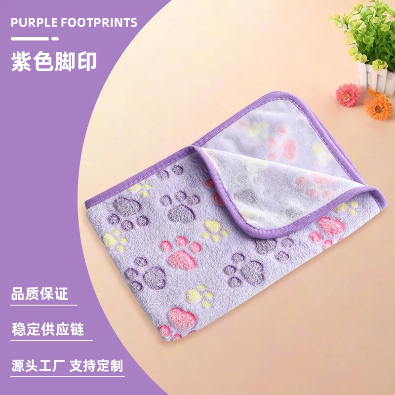 Pet Blanket Encrypted Fleece-lined Double-sided Flannel Blanket Autumn Winter Quilt Warm Blanket Dog Bed Pad Cat Dog Supplies