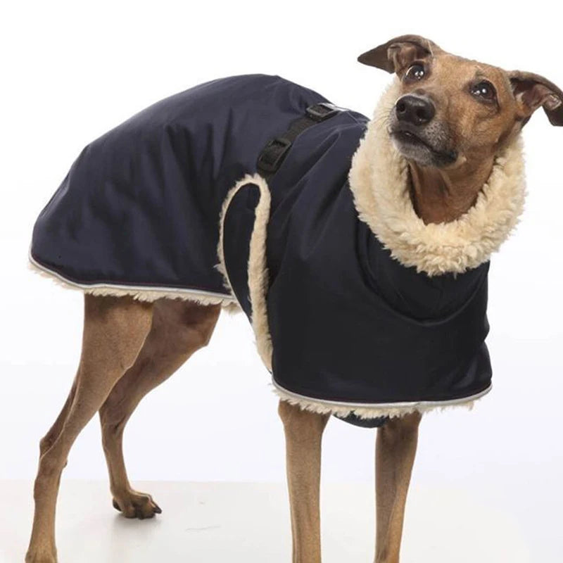 Greyhound Fleece Lined Dog Jacket Winter Warm Dog Clothes Pullover Waterproof Thick Dog Jacket Pet High Collar Jumper Sweater