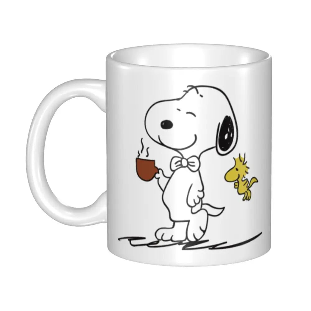 Manga Snoopy Woodstock Cartoon Dog Coffee Mug DIY Customized Ceramic Tea Milk Mug