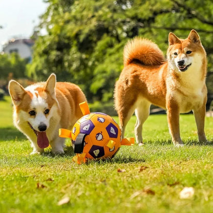 Dog outdoor chewing toy that is durable, bite-resistant and makes sound - inflatable football toy