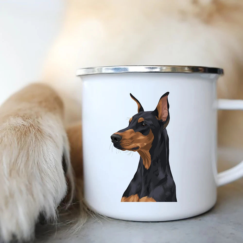 Original Mugs Coffee Cups to Sublimate Cute Dog Printed Enamel Coffee Tea Mugs Office Home Party Beer Drink Cola Cups Travel Cup