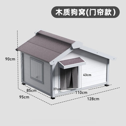 the DOG SHED - Rainproof and Cold-Proof Outdoor Doghouse Kennel, Winter Warm Large Dog Wooden Luxury Villa Doghouse
