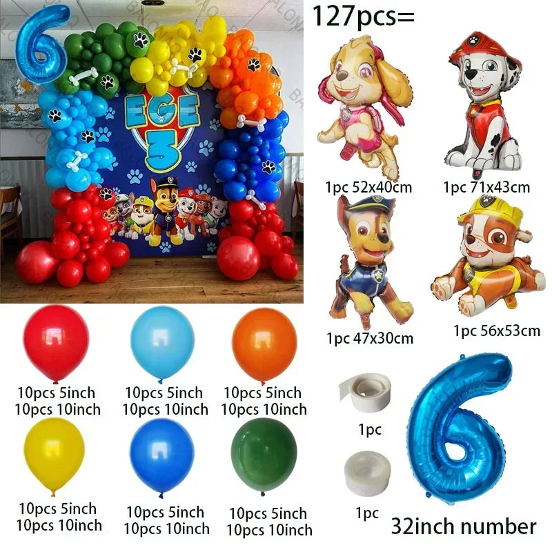 1set Dog PAW Patrol Aluminum Balloons figure 1 2 3 4 5 6 year old birthday party decoration Balloon Baby