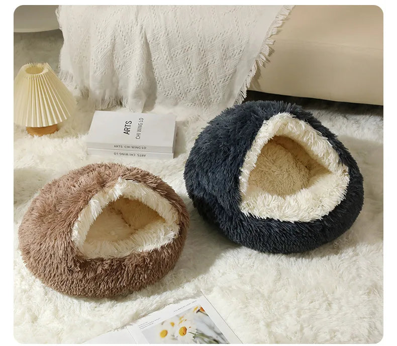 Winter Warm Pet Nest for Small Medium Pets (40cm-70cm) | Enclosed/Semi-Enclosed Pet Shell Nest | Dog House Cat Bed for Puppy Kit