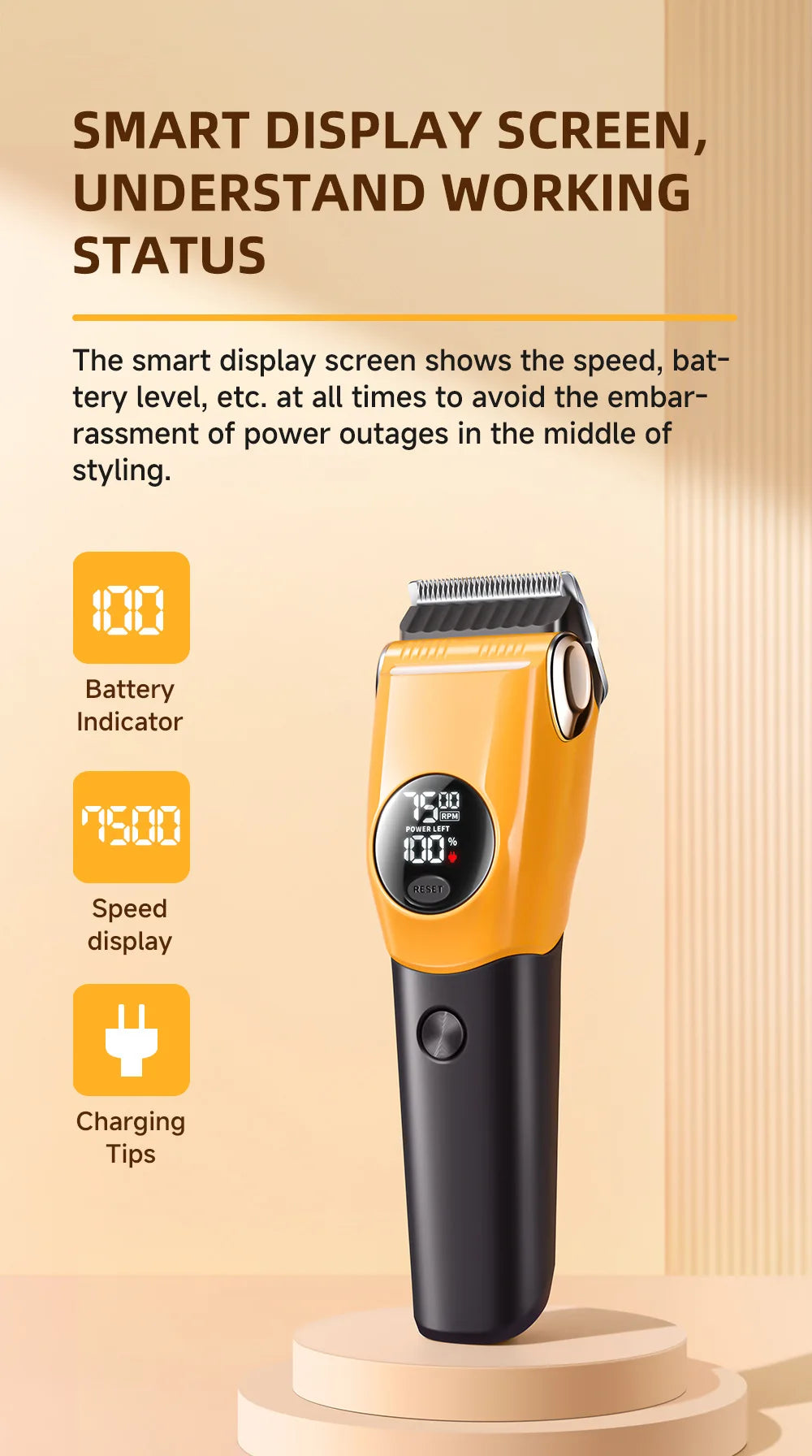 Pet Clipper Professional Dog Hair Trimmer Cat Grooming Shaver 7500/min LED suitable for large, medium, and small pets Trimmers