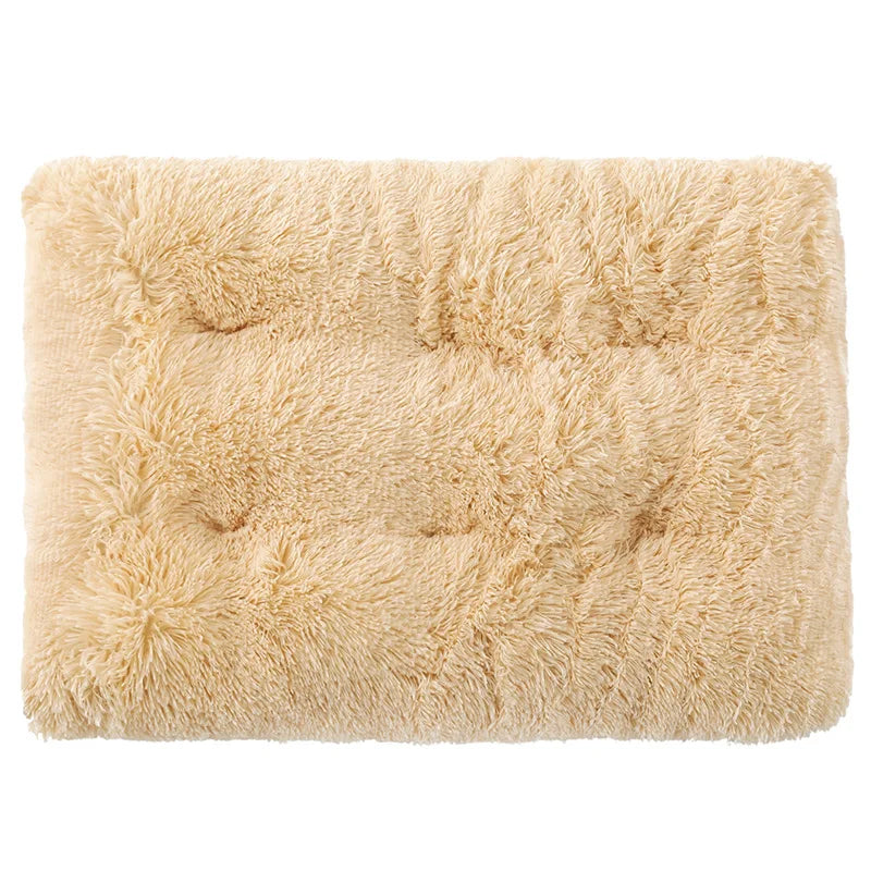 Long Plush Rectangle Bed Non-Slip Bottom Winter Sofa Bed Mat For Small Dogs Chiwawa Bed Kennel Sleeping Mattress Dog Supplies XS