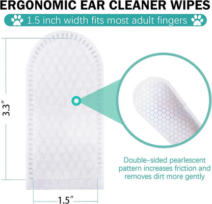 the DOGGY EAR CLEANER - Pet Ear Wipes, Ear Cleaner Finger Wipes for Cats and Dogs, Soft & Easy Optic Cleaning Pads, Pet Supplies for Regular Soothing