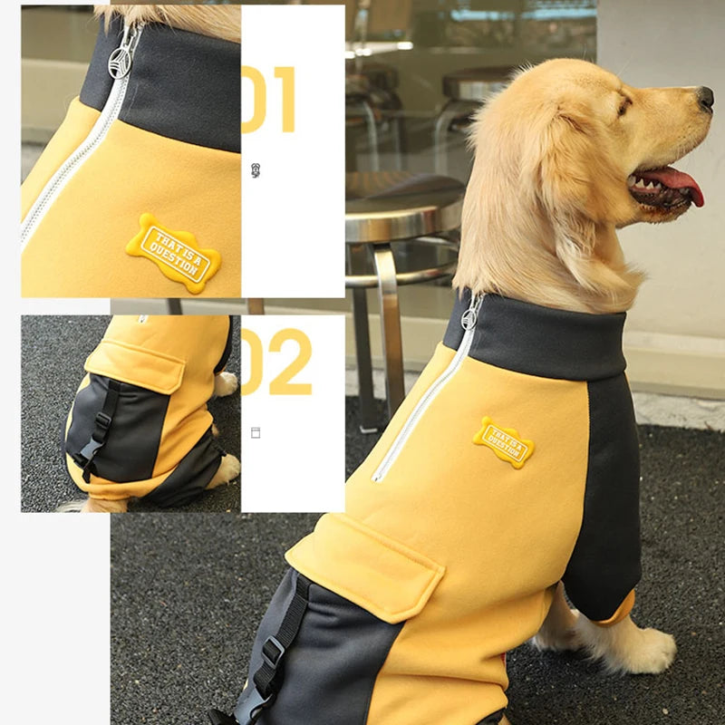 HOOPET Sporting Dog Jacket Four Feet Clothes for Dogs Labrador Retriever Golden Retriever Autumn Big Dog Coat with Zipper Warm
