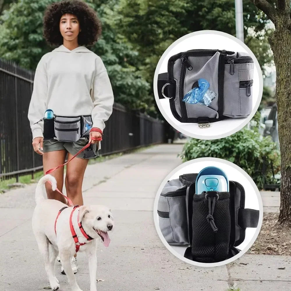 the TREAT & TRAIL - Dog Training Walking Bag Hand Free Treat Pouch, Running Waist Bag, Pet Puppy Train Snack Feeder Pocket, Dog Bowls Water Cup Bags