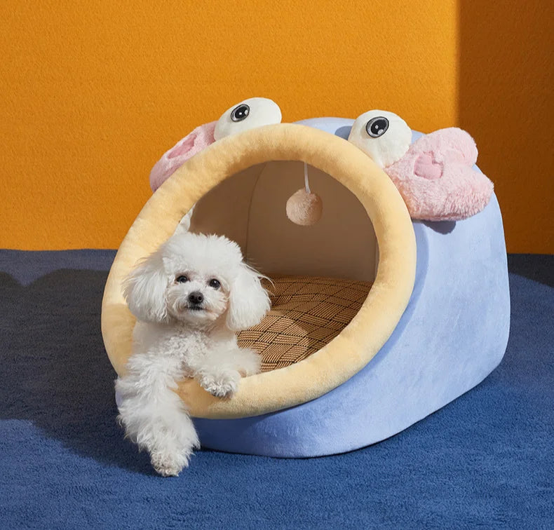Foldable Pet House Suitable for Small Dogs and Small To Medium-sized Cats Semi Enclosed Warm Cat Bed Detachable and Washable