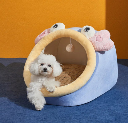 Foldable Pet House Suitable for Small Dogs and Small To Medium-sized Cats Semi Enclosed Warm Cat Bed Detachable and Washable