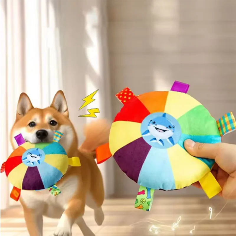 Hot dog sounding plush toy bell cartoon toy puppy small dog Teddy teeth grinding toy wear-resistant bite-resistant pet toy