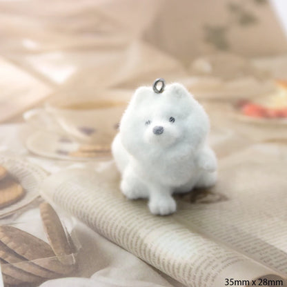 21Pcs 3D Flocking Resin Charms Cartoon Animal Dog Pendants for Necklaces Bracelets Keychain Making DIY Jewelry Accessories