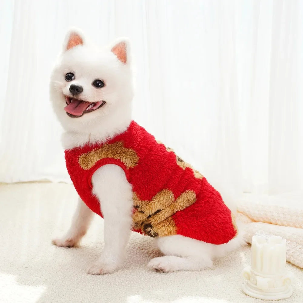 Cute Bear Plush Sweater for Small Dogs,Soft Fluffy Fleece Warm Puppy Pajamas Fuzzy Sleepwear Coat for Yorkie Chihuahua XS-XXL